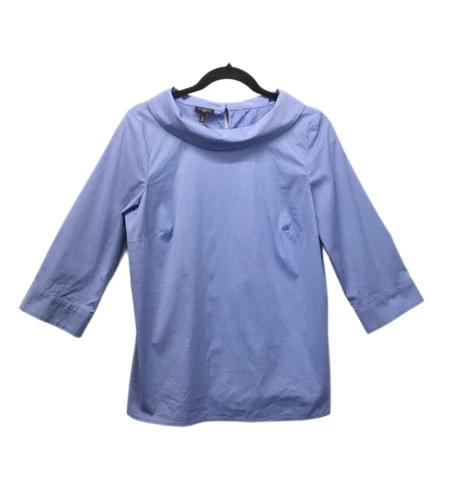 Talbots Petites Size MP Sabrina Top Blue Minimalist Coastal Prep Old Money