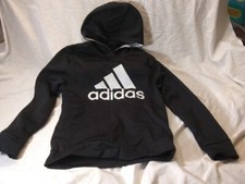 Boy's Adidas Size Medium Black Hoodie Sweatshirt - Excellent Cond 