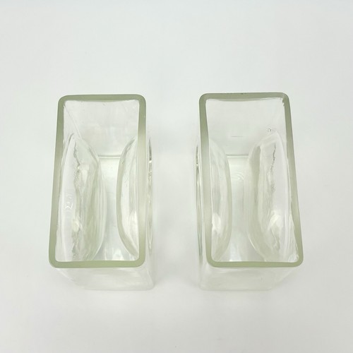 Pair of Vintage Retro Christian Tortu Diablo Vase Clear Glass Geometric Square - Picture 6 of 11