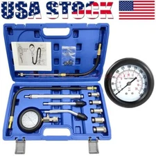 11 Pcs Cylinder Compression Tester Gas Engine Gauge Kit Tool Auto Car Motorcycle