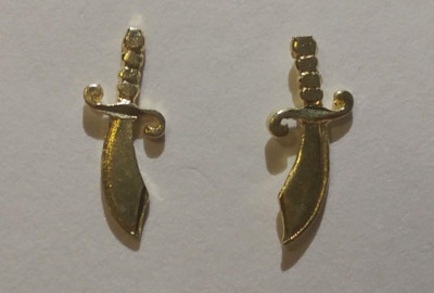 Neu 14k Gelbgold Schwert Ohrring, Dolch Ohrstecker