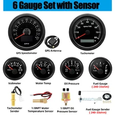 6 Gauge Set 85mm GPS Speedometer 120MPH&Tachometer 8000RPM Gauge Fit Boat Car 