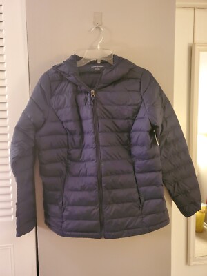 NWT Amazon Essentials Women Lightweight Long-Sleeve Hooded Puffer Jacket Navy M
