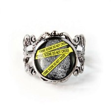 CSI Ring - Forensic Science Criminal Justice Silver Filigree Ring