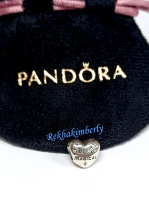 PANDORA Disney チャーム Pandora Disney Be Magical Charm Sterling Silver Clear CZ Authentic