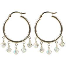 Sterling Silver Hoop Earrings made with Swarovski Crystal Elements - Clear AB