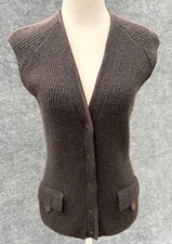 LORO PIANA Italy 100 Cashmere  Suede Goatskin Dark Brown Sweater Vest 40 Small