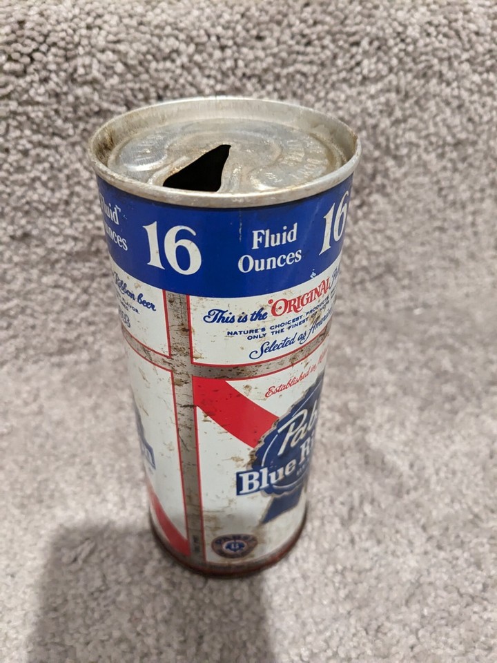 Beer Cans Vintage Steel Pabst Blue Ribbon Beer Can 16 oz pull tab eBay