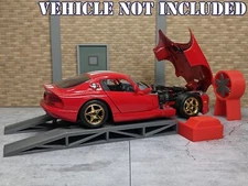 1/24 1/25 Scale 2WD Dyno Chassis Dynamometer With Ramps - Car Diorama Accessory