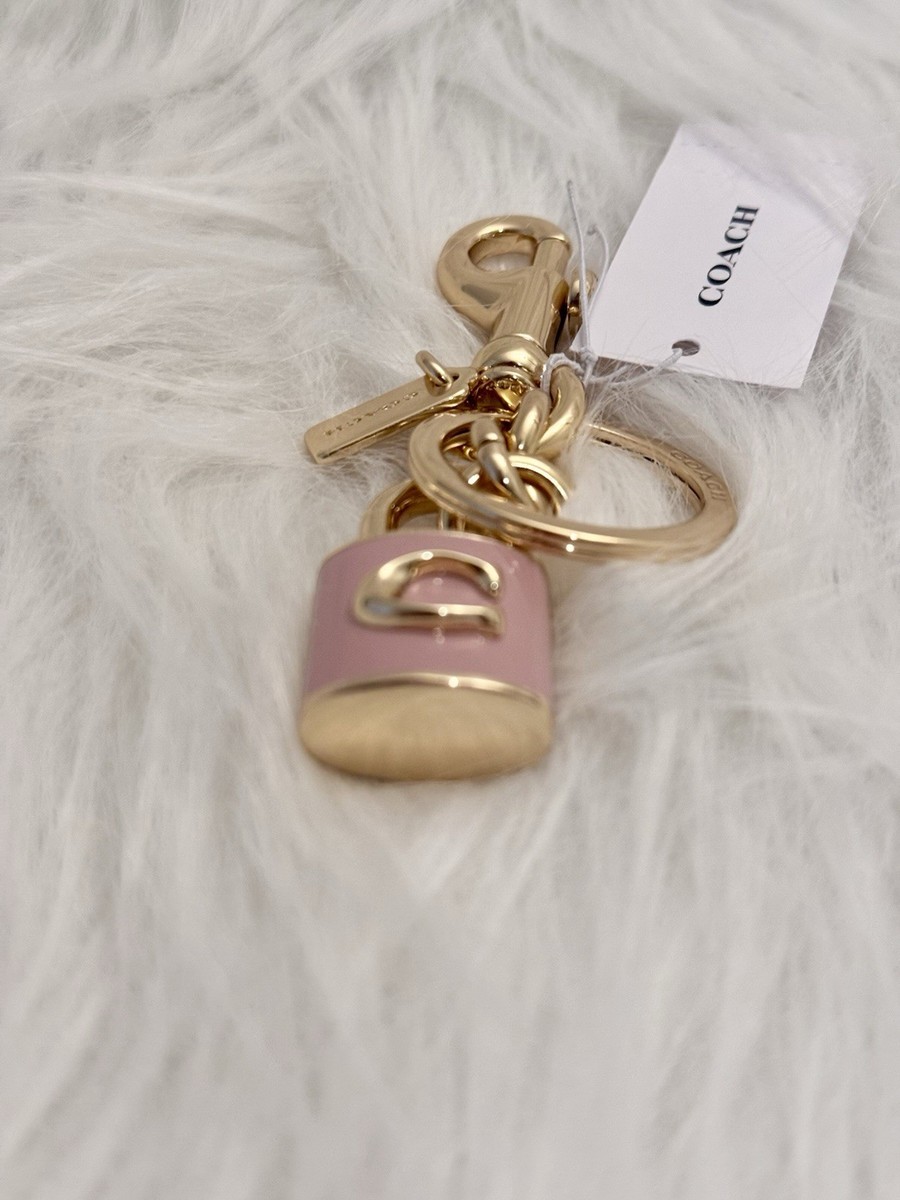 NWT Coach Lock Bag Charm Pink CEF95 In Gold/Carnation Pink | eBay
