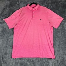 Vineyard Vines On-The-Go Sankaty Polo Mens Large Pink Heather Stripe Golf Shirt