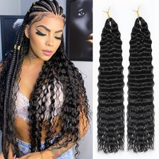 Ocean Wave Crochet Hair 24 Inch 2 Packs Deep Wave Curly Braiding Hair Extensions