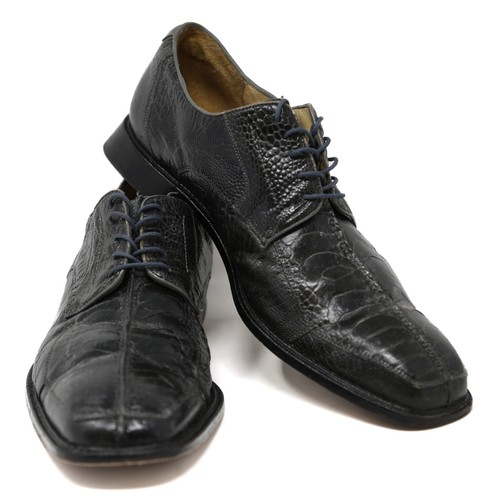 Studio Belvedere schwarze elegante Herrenschuhe aus echtem Straußenleder Größe 9,5 Vintage - Bild 1 von 8