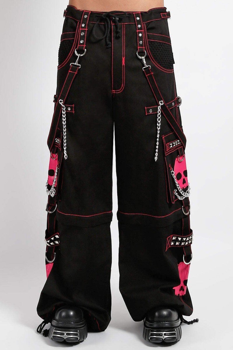 Tripp NYC Super Skull Pants [Black/Pink] - Goth, Mall Goth, Punk
