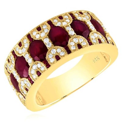 3.00CTW Natural Diamond & Ruby 14K Gold Cocktail Ring