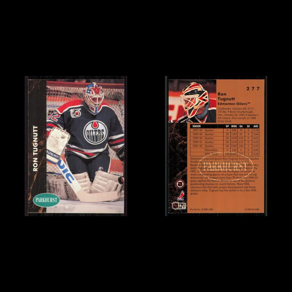 Ron Tugnutt #277 1991 Parkhurst Edmonton Oilers Hockey Card NHL NM - Image 3 of 3