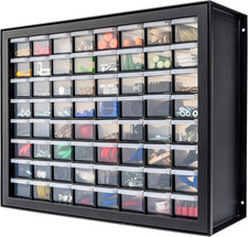 64-Drawer Screw Organizer, Hardware Storage, Made in USA, Black