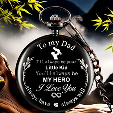 "To My Dad 'Design Quartz Fob Pocket Watch, Black Chain Necklace Chain Gift