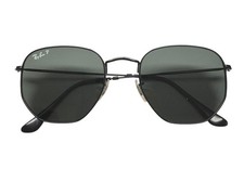 Ray-Ban Hexagonal Flat Sunglasses RB 3548N Black Polarized 54mm w/case READ