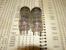 Pair 12AX7 ECC81 Gold Aero by Tungsram  Germany Sencore test matched Short plate