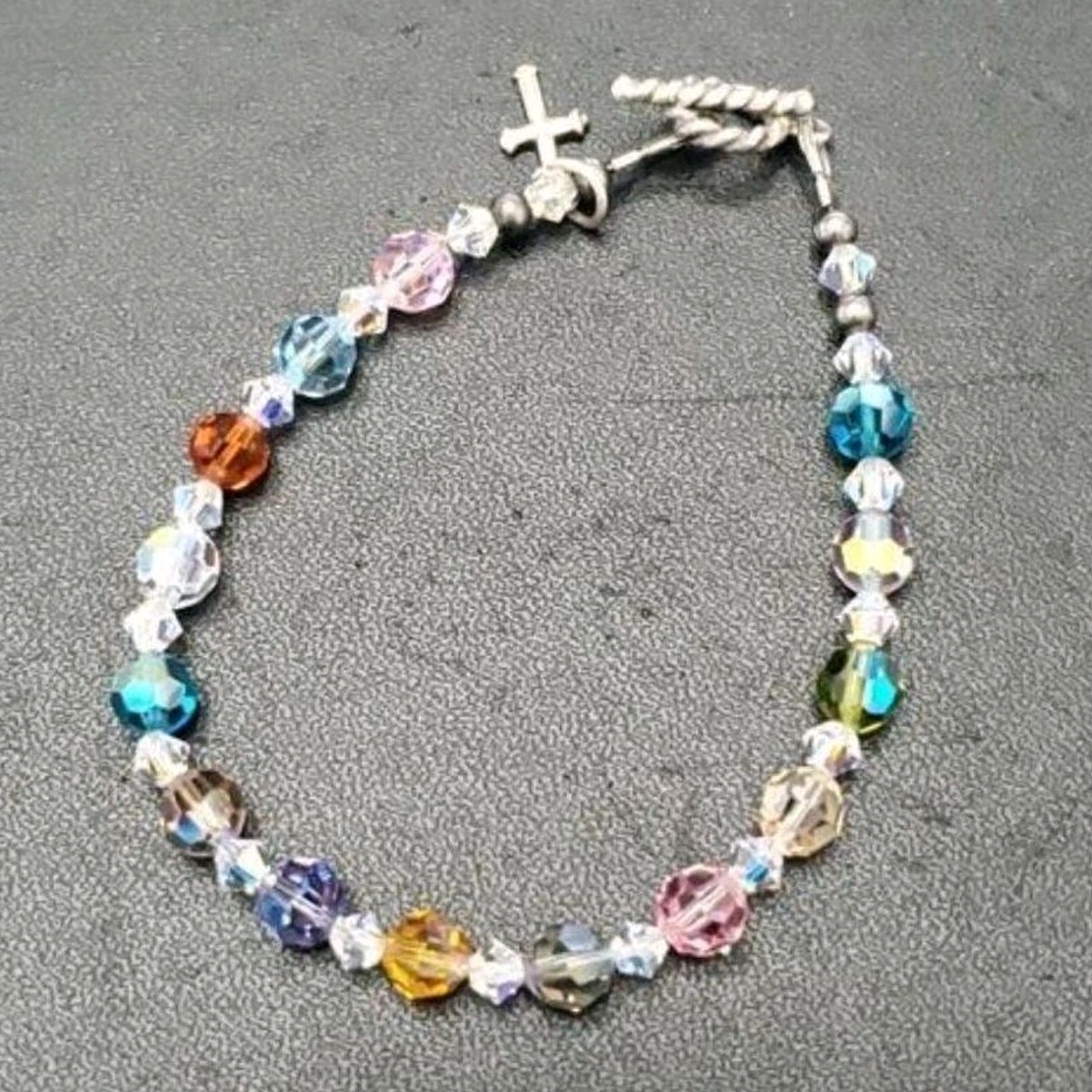 Sterling Silver Multi Colored Crystal Beaded Insp… - image 2