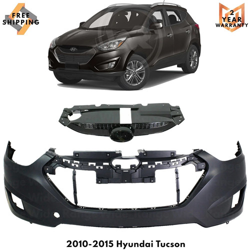 Front Bumper Cover Fascia & Grille Assembly Kit For 2010-2015 Hyundai Tucson