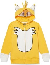 SEGA Sonic The Hedgehog Tails Costume Zip Up Fleece Hoodie-Boys 4-20
