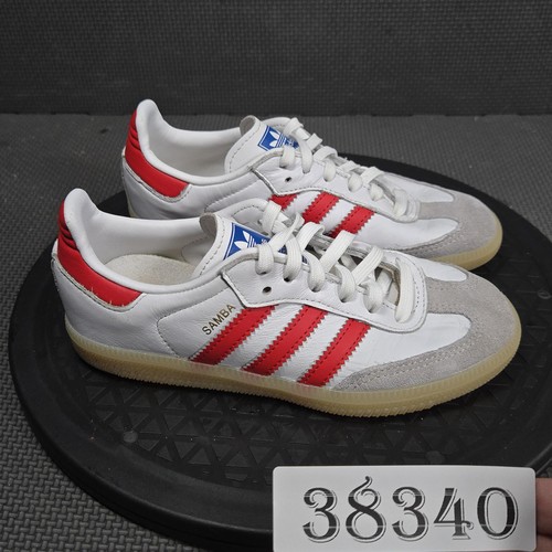 Adidas Samba Shoes Kids Size 13 White Red Leather Soccer Sneakers JI4465