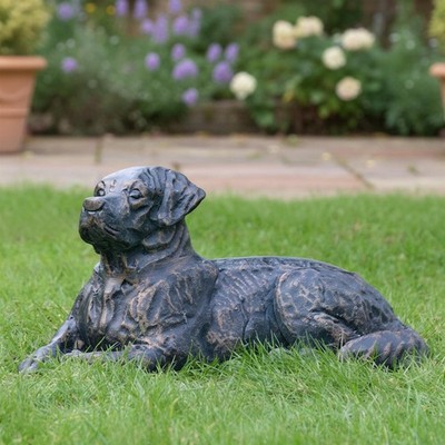 'Barney' der Labrador Aluminiumguss Grünspan Garten Skulptur Outdoor Ornament