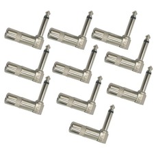 10Pcs 1/4 inch Audio Plugs TS Mono Male Solder Type 6.35 mm Stereo 90 Degree ...