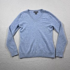 Tahari Sweater Womens Small Blue V Neck Pullover 100 Cashmere Soft Lightweight