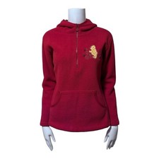 Vintage Winnie the Pooh Fleece Quarter Zip Hoodie Size Small Red