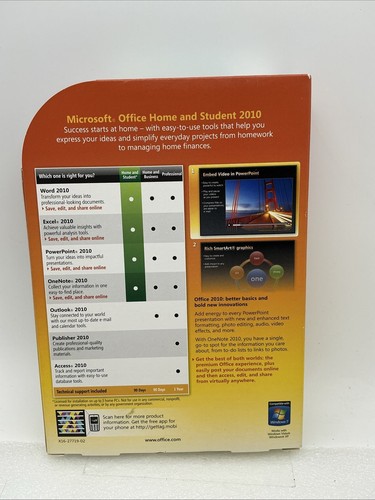 Microsoft Office 2010 Home and Student Family Pack Licensed For 3PCs FREE SHIPNG - Picture 2 of 3