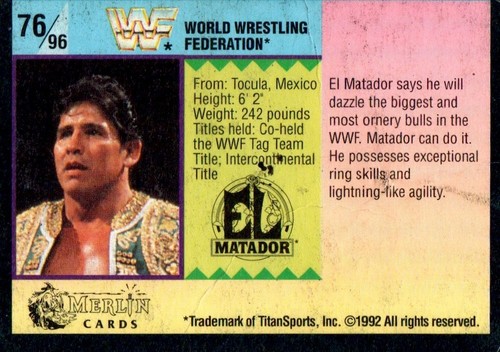 WWF WWE Merlin 1992 Part 1 (Black) Wrestling Trading Cards (summerSlam) Pick One - Picture 149 of 189