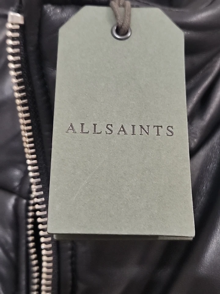 Chaleco acolchado de cuero AllSaints Bradbury - para mujer talla 2, negro, nuevo con etiquetas Foto 3 de 4