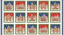 Blank Quilting Gingerbread Factory Blocks Panel White Cotton Fabric By The Panel