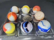#6-CHRISTMAS GIFTS LARGE 1" COLLECTORS DREAM FIND 8 VINTAGE AGATE SWIRL  MARBLES