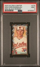 2023 TOPPS ALLEN & GINTER #275 GRAYSON RODRIGUEZ MINI-BLACK PSA Rookie Card RC. rookie card picture
