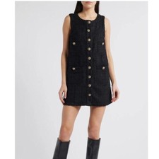 Reformation Tropez Tweed Shift Dress in Black