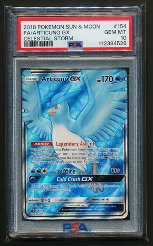 Articuno GX 154/168 Full Art Holo Pokémon 2018 Celestial Storm PSA 10 GEM MINT
