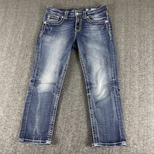 Miss Me JB5014P80 Women  s Size 26 Boyfriend Capri Jeans Distressed Blue