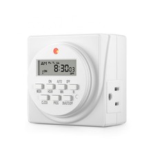 BN-LINK Indoor Digital Timer Outlet, Dual Outlet 7 Day 3-Prong,1-Pack, White