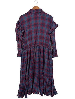 CUSTOMMADE Langarmkleid Damen Kleid Gr. DE 34 rot-blau Casual-Look