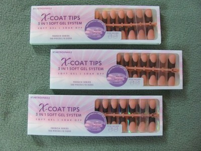 3  New X-Coat Tips Kit 150 Pcs Ea 15 Sizes 3 in1 Soft Gel Soak Off BTARTBOXNAILS