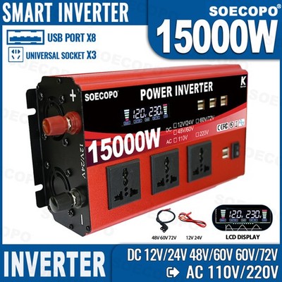 15000W All-in-One Power Inverter DC 12V/24V/48V/60V/72V to AC  110V/220V