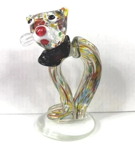 Vintage Murano Glass Cat Figurine Curved Body