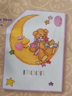 Good Old Values Counted cross stitch kit - MOON - 5'' x 7'' Teddy Bear Baby 