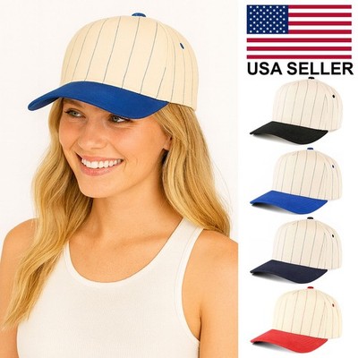 C.C Women Pinstripe Palin Two Tone Trucker Snapback Hat Baseball Cap