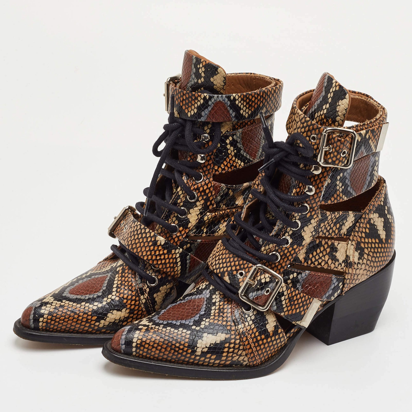 Chloe Rylee Size 38.5 BrownBlack Python Embossed … - image 2