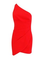 Fame and Partners Women's One-Shoulder Satin Closed-Back Dress (18, Cherry Red)